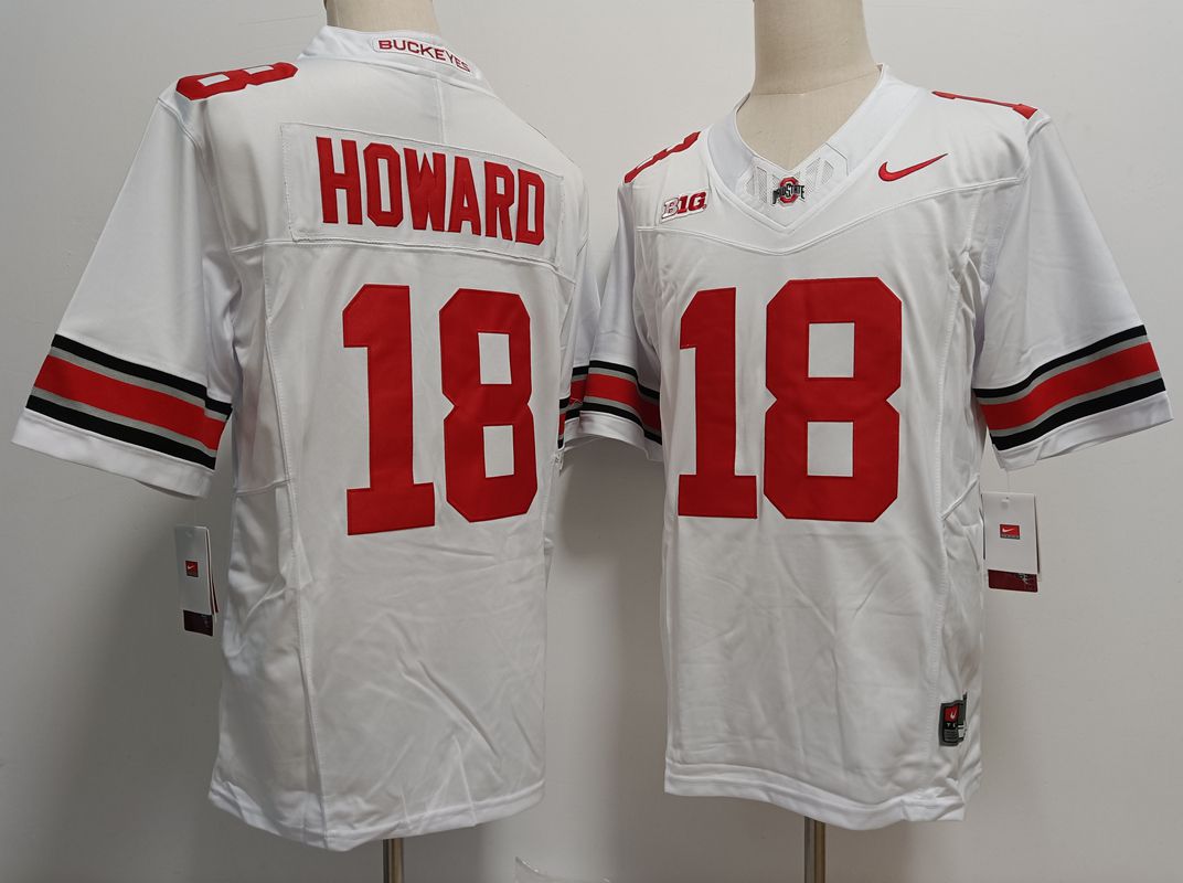 Men Ohio State Buckeyes 18 Howard White Nike 2025 NCAA Jersey